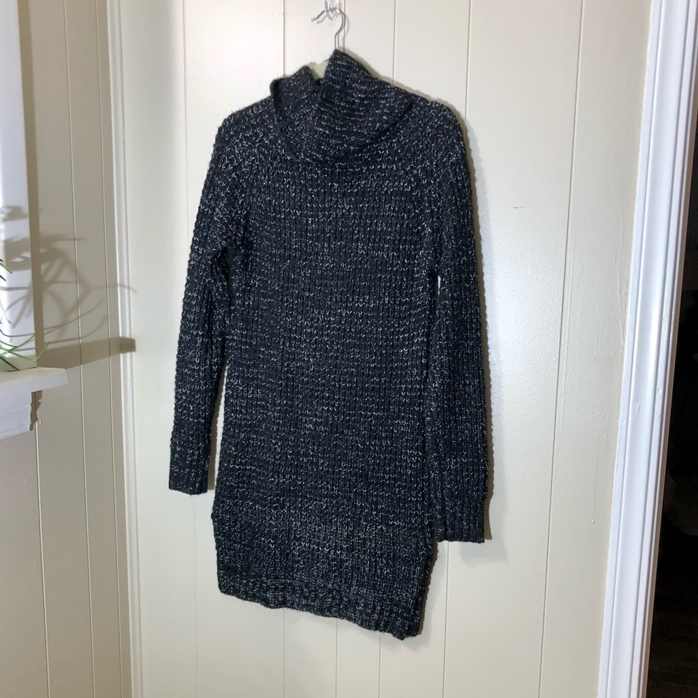 TC Ellis Black Knit Turtleneck Sweater Dress
